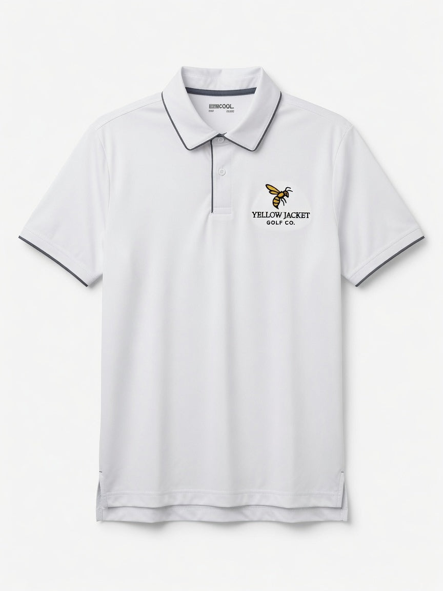 White with Gray Trim Golf Polo